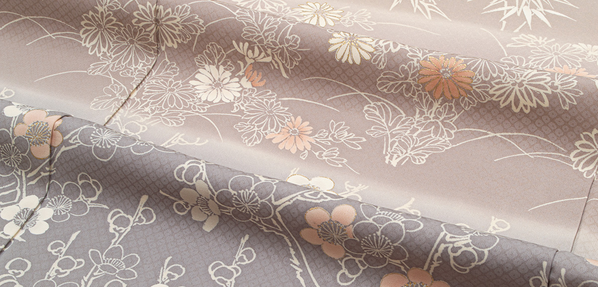 【美品✨】着物屋くるり　洗える着物　小紋　Lサイズ　更紗模様　葡萄色　日本製I4 着物屋くるり 洗える着物 小紋 Lサイズ 更紗模様 葡萄色 日本製I4