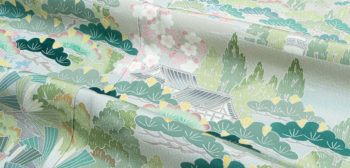 R すのチル 服 着物 和服 正絹訪問着レンタル】 10013 ブラウン螺鈿正絹訪問着 袋帯フル