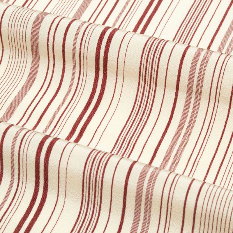 ☆SALE10%OFF☆御召 小紋 滝縞 オフホワイト 赤 モダン 正絹 袷