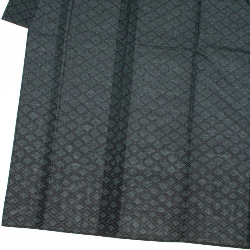 【在庫あり/即出荷可】 夏大島 都喜エ門 未使用品】本場大島紬 菱文 青 黒 一方付け 着物・浴衣