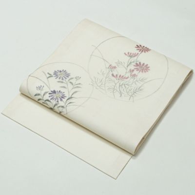 夏物　絽織り八寸名古帯（オフホワイト無地）長370　薄くキラリと綺麗目　正絹美品 新着商品 | 着物スタイルズショップ