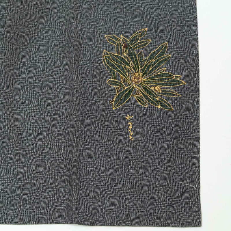 美品】江戸小紋 鮫青海 黒 草木染 しつけ糸付き 正絹 袷 身丈