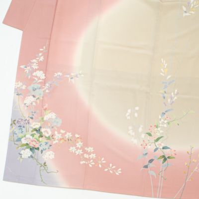 新品　綿絽　小粋な菊の小紋　Sサイズ細身の方にお勧め あおき【C-1087】（細め）絽 江戸小紋 撫子色 狢菊（しつけ付