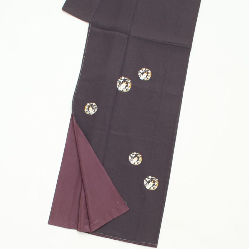 【美品】付下げ訪問着フルセット　縫紋　縮緬　刺繍　花丸文　金糸　正絹　洒落袋帯 袋帯 正絹 京都 西陣 金箔糸 金銀糸 黒地 九百芙蓉 市松菊花文 菊 雪輪