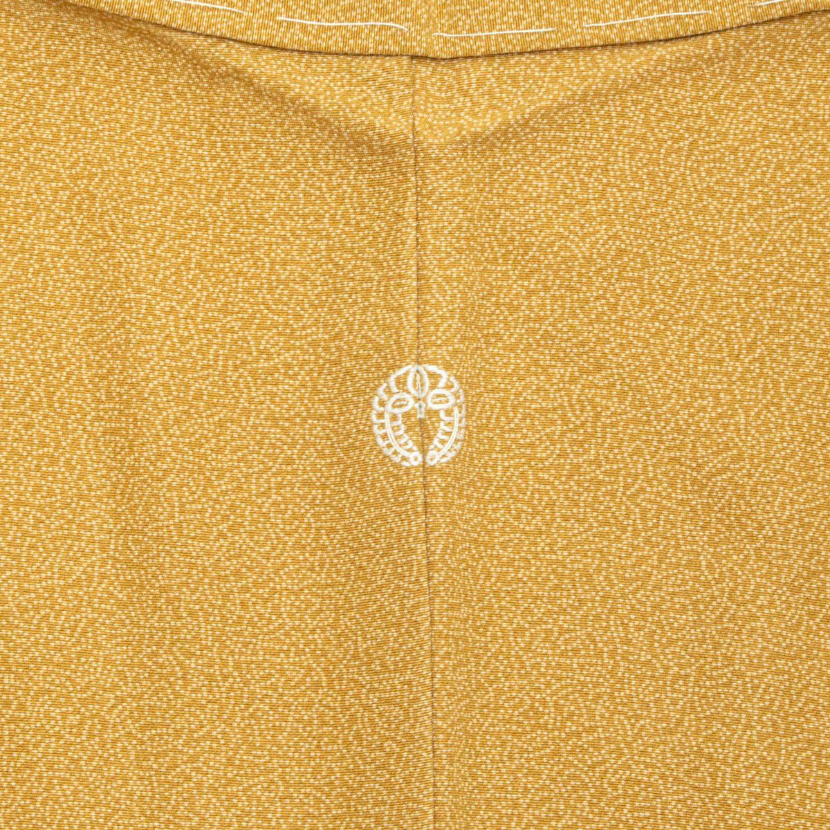 美品】江戸小紋 謂れ小紋 抽象柄 山吹茶 縫い一つ紋 正絹 袷 身丈：約